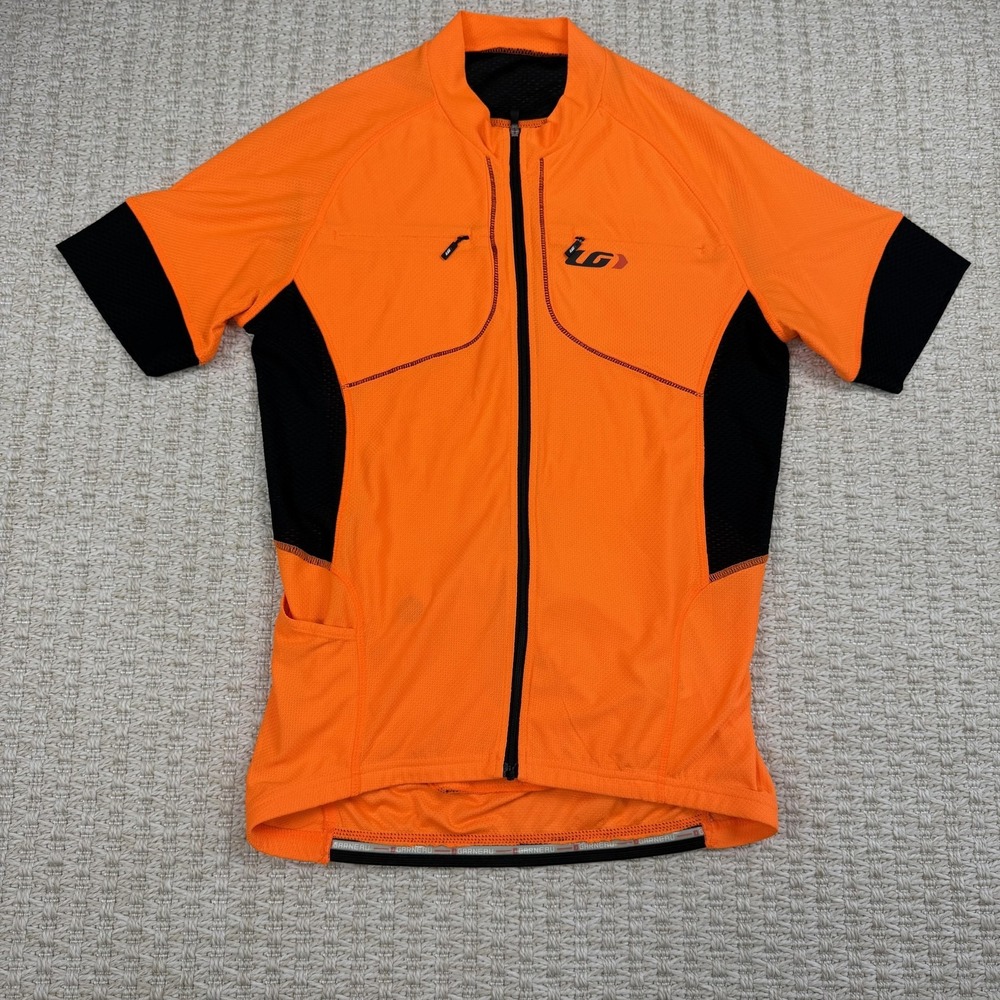 Louis Garneau Cycling Jersey Mens M Orange Short Sleeve Full Zip Bike Shirt